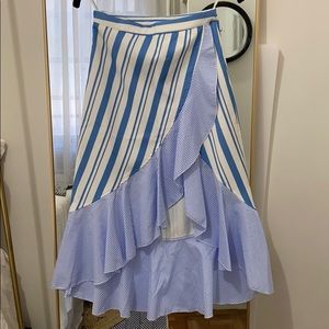 White and Blue Wrap Skirt